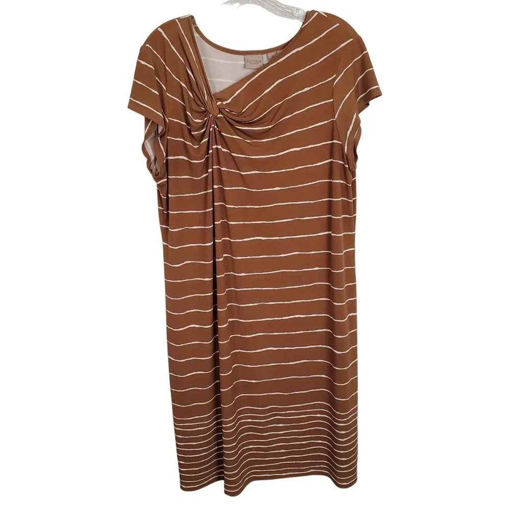 Chico's EasyWear 3 Size XL Dress T-shirt Asymmetrical Neckline Stretch Jersey - Picture 2 of 8